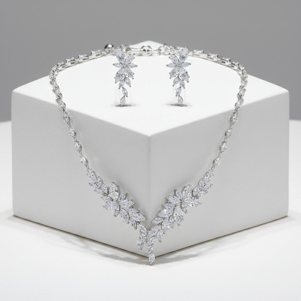 CUBIC ZIRCONIA COLLECTION - CRYSTAL ALLURE NECKLACE SET - CZNK228