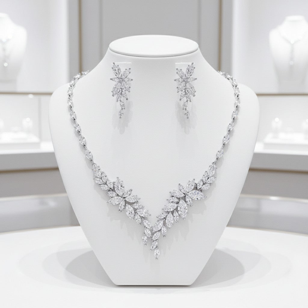 CUBIC ZIRCONIA COLLECTION - CRYSTAL ALLURE NECKLACE SET - CZNK228