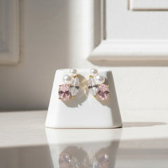 CUBIC ZIRCONIA COLLECTION - DAINTY PINK SPARKLE EARRINGS - CZER784 GOLD