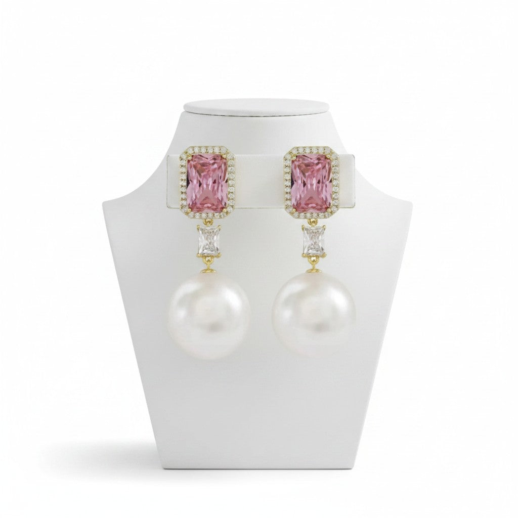 CUBIC ZIRCONIA COLLECTION - STARLET GLAM EARRINGS - CZER785 GOLD