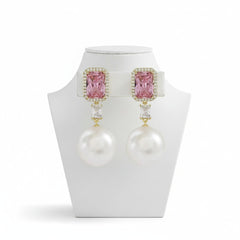 CUBIC ZIRCONIA COLLECTION - STARLET GLAM EARRINGS - CZER785 GOLD
