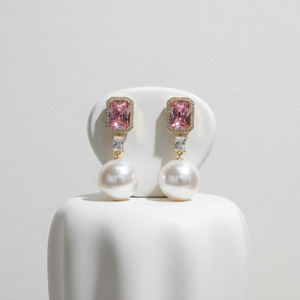 CUBIC ZIRCONIA COLLECTION - STARLET GLAM EARRINGS - CZER785 GOLD