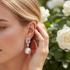 CUBIC ZIRCONIA COLLECTION - STARLET GLAM EARRINGS - CZER785 GOLD