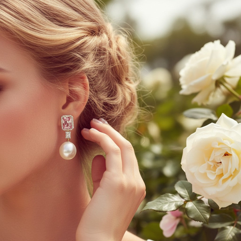 CUBIC ZIRCONIA COLLECTION - STARLET GLAM EARRINGS - CZER785 GOLD
