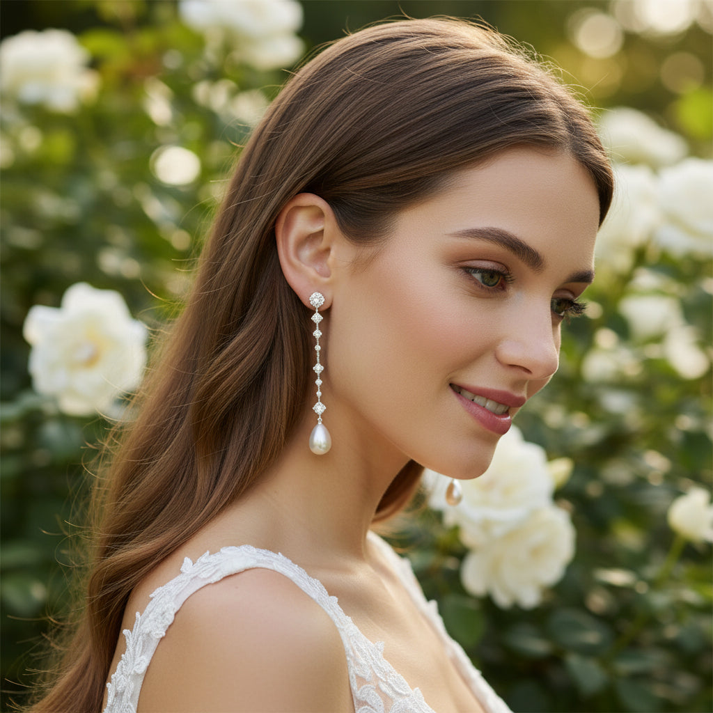 CUBIC ZIRCONIA COLLECTION - EXQUISITE DIAMOND CASCADE EARRINGS - CZER786 SILVER