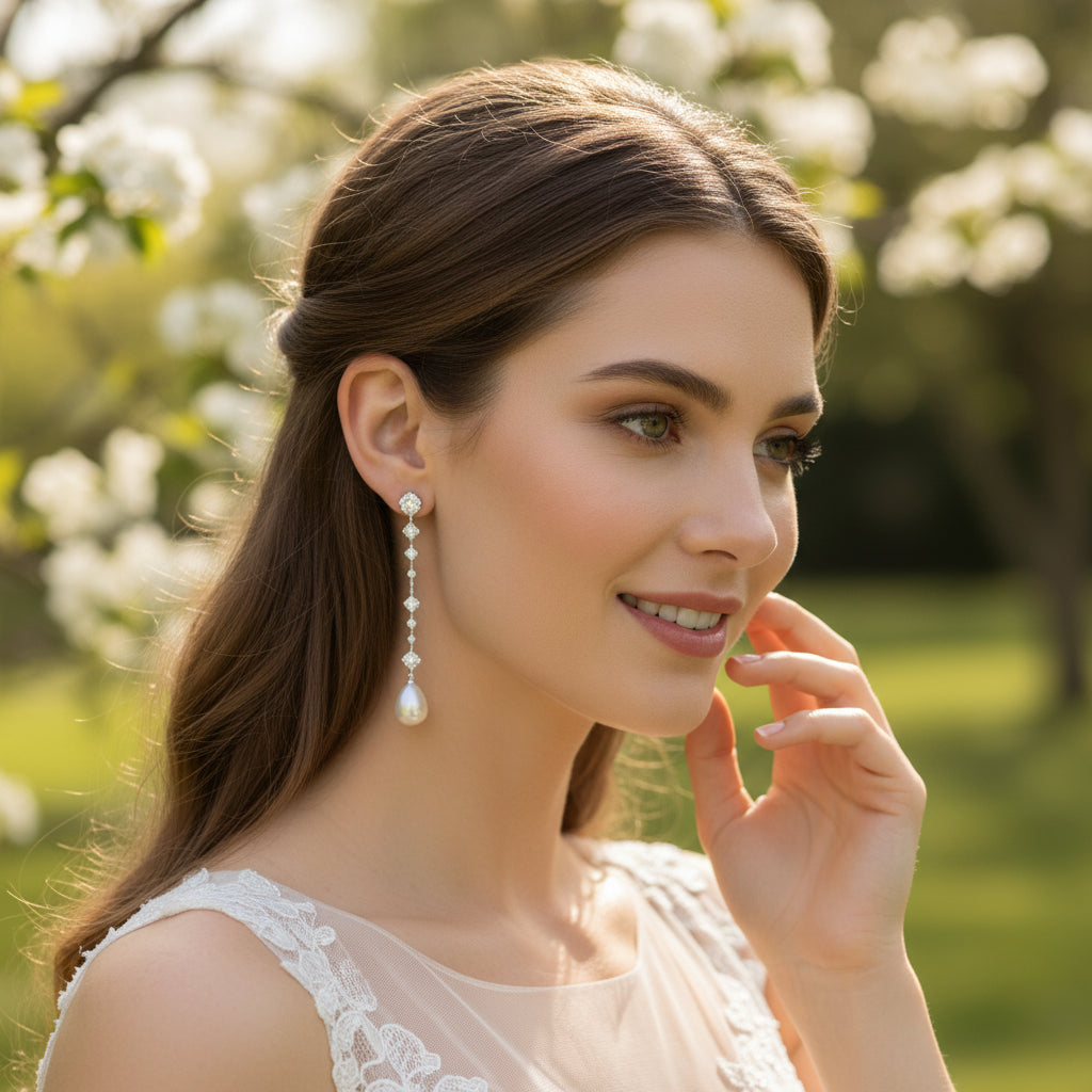 CUBIC ZIRCONIA COLLECTION - EXQUISITE DIAMOND CASCADE EARRINGS - CZER786 SILVER