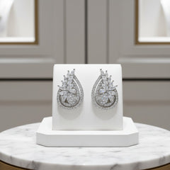 CUBIC ZIRCONIA COLLECTION - VINTAGE CHIC EARRINGS - CZER787 SILVER