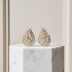 CUBIC ZIRCONIA COLLECTION - VINTAGE CHIC EARRINGS - CZER787 GOLD