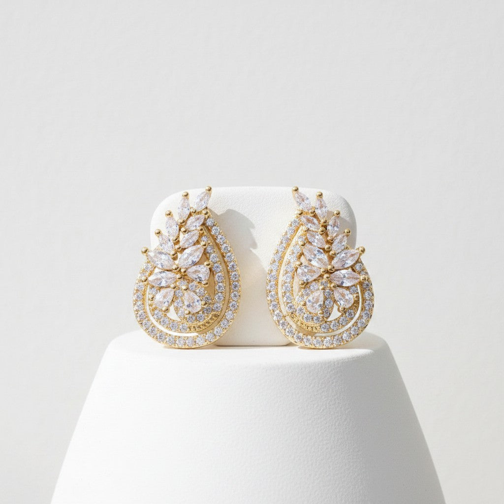 CUBIC ZIRCONIA COLLECTION - VINTAGE CHIC EARRINGS - CZER787 GOLD