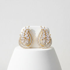 CUBIC ZIRCONIA COLLECTION - VINTAGE CHIC EARRINGS - CZER787 GOLD