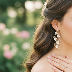 ATHENA COLLECTION - DAINTY VINE EARRINGS - CZER728 SILVER