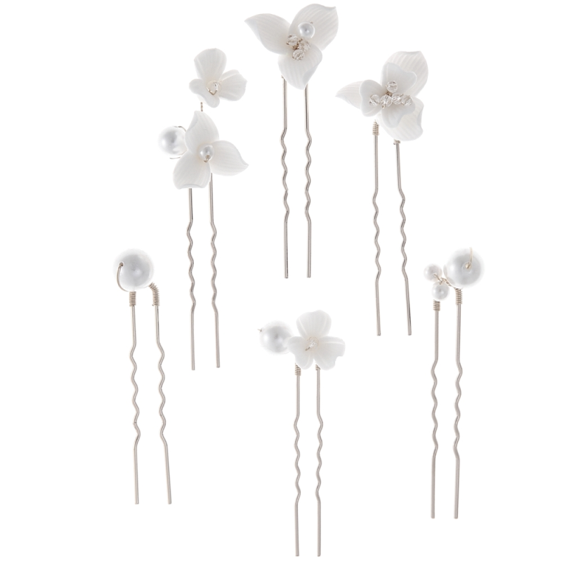 ATHENA COLLECTION - TREASURED PEARL HAIR PINS - PIN77 SILVER