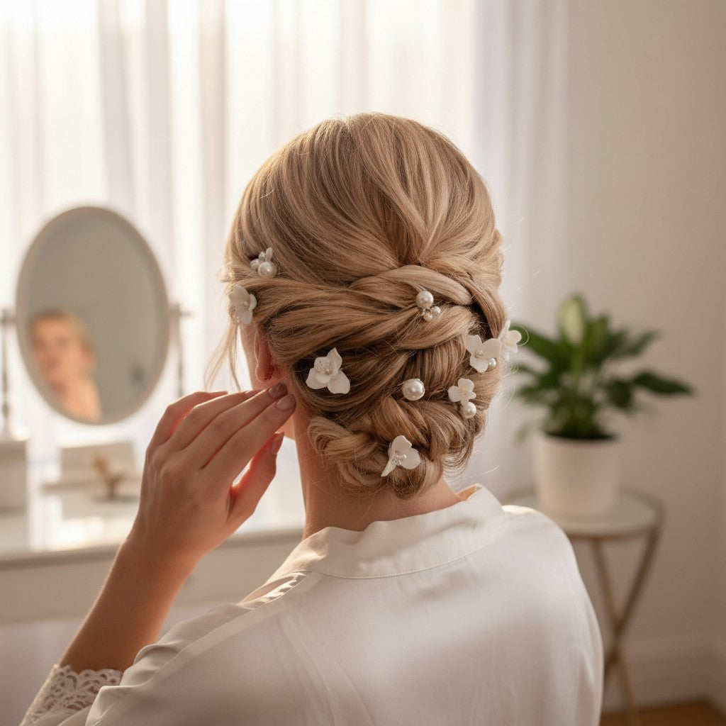 ATHENA COLLECTION - TREASURED PEARL HAIR PINS - PIN77 SILVER