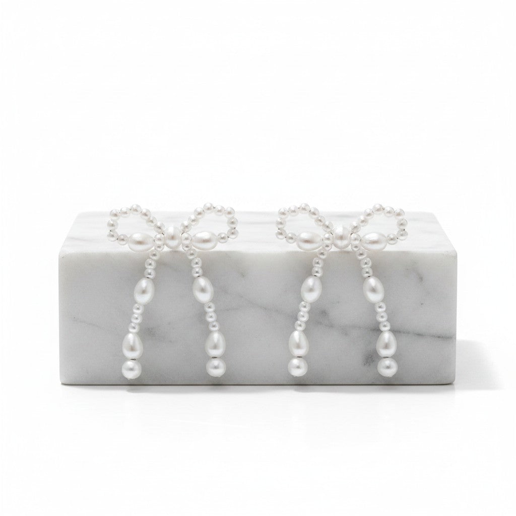 ATHENA COLLECTION - CHIC BOW EARRINGS - CZER792 SILVER