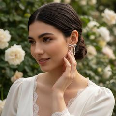 ATHENA COLLECTION - CHIC BOW EARRINGS - CZER792 SILVER