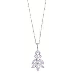 CUBIC ZIRCONIA COLLECTION - DAINTY DIVA NECKLACE SET - CZER232 SILVER
