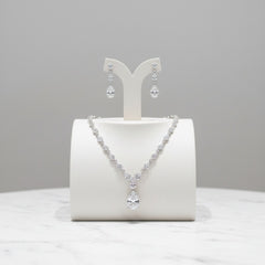 CUBIC ZIRCONIA COLLECTION - EXQUISITE DROP NECKLACE SET - CZNK234 SILVER