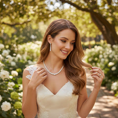 CUBIC ZIRCONIA COLLECTION - CHIC ELEGANCE NECKLACE SET - CZNK235 SILVER