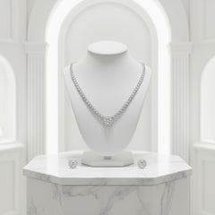 CUBIC ZIRCONIA COLLECTION - CLASSIC CRYSTAL NECKLACE SET - CZNK236 SILVER