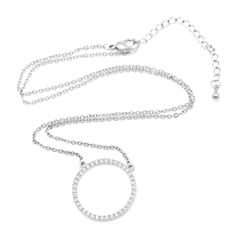 CUBIC ZIRCONIA COLLECTION - ETERNITY CIRCLE NECKLACE - CZNK237 SILVER