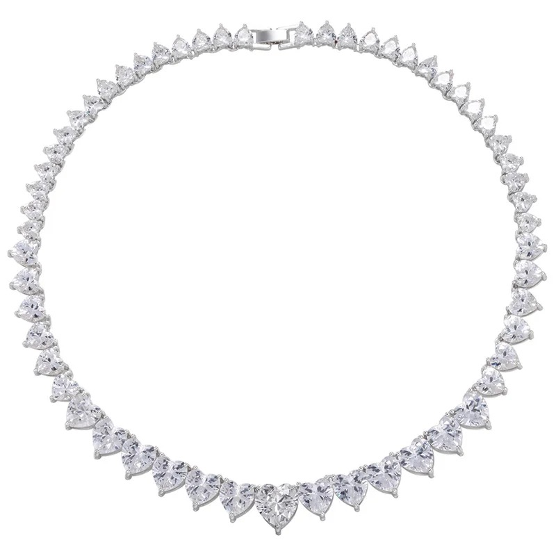 CUBIC ZIRCONIA COLLECTION - LUXE HEART NECKLACE - CZNK238 SILVER