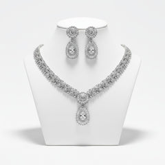 CUBIC ZIRCONIA COLLECTION - HOLLYWOOD STARLET NECKLACE SET - CZNK239 SILVER