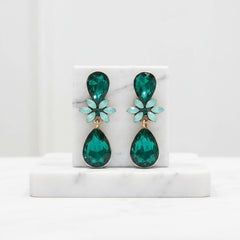 CUBIC ZIRCONIA COLLECTION - CRYSTAL DROP EARRINGS - CZER793 EMERALD