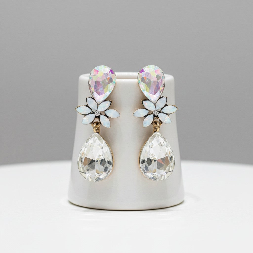 CUBIC ZIRCONIA COLLECTION - CRYSTAL DROP EARRINGS - CZER793 AB CRYSTAL