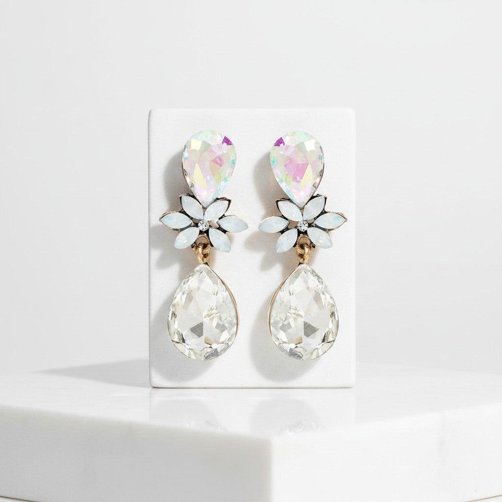 CUBIC ZIRCONIA COLLECTION - CRYSTAL DROP EARRINGS - CZER793 AB CRYSTAL