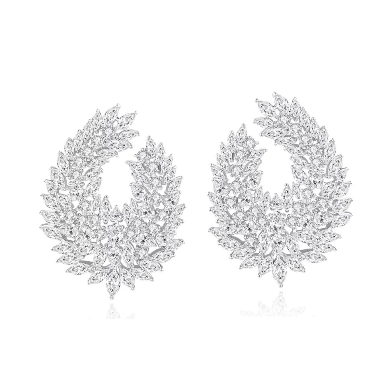 CUBIC ZIRCONIA COLLECTION - STARLET GLAM EARRINGS - CZER794 SILVER