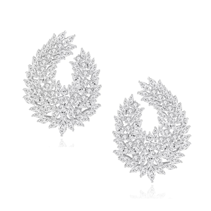 CUBIC ZIRCONIA COLLECTION - STARLET GLAM EARRINGS - CZER794 SILVER