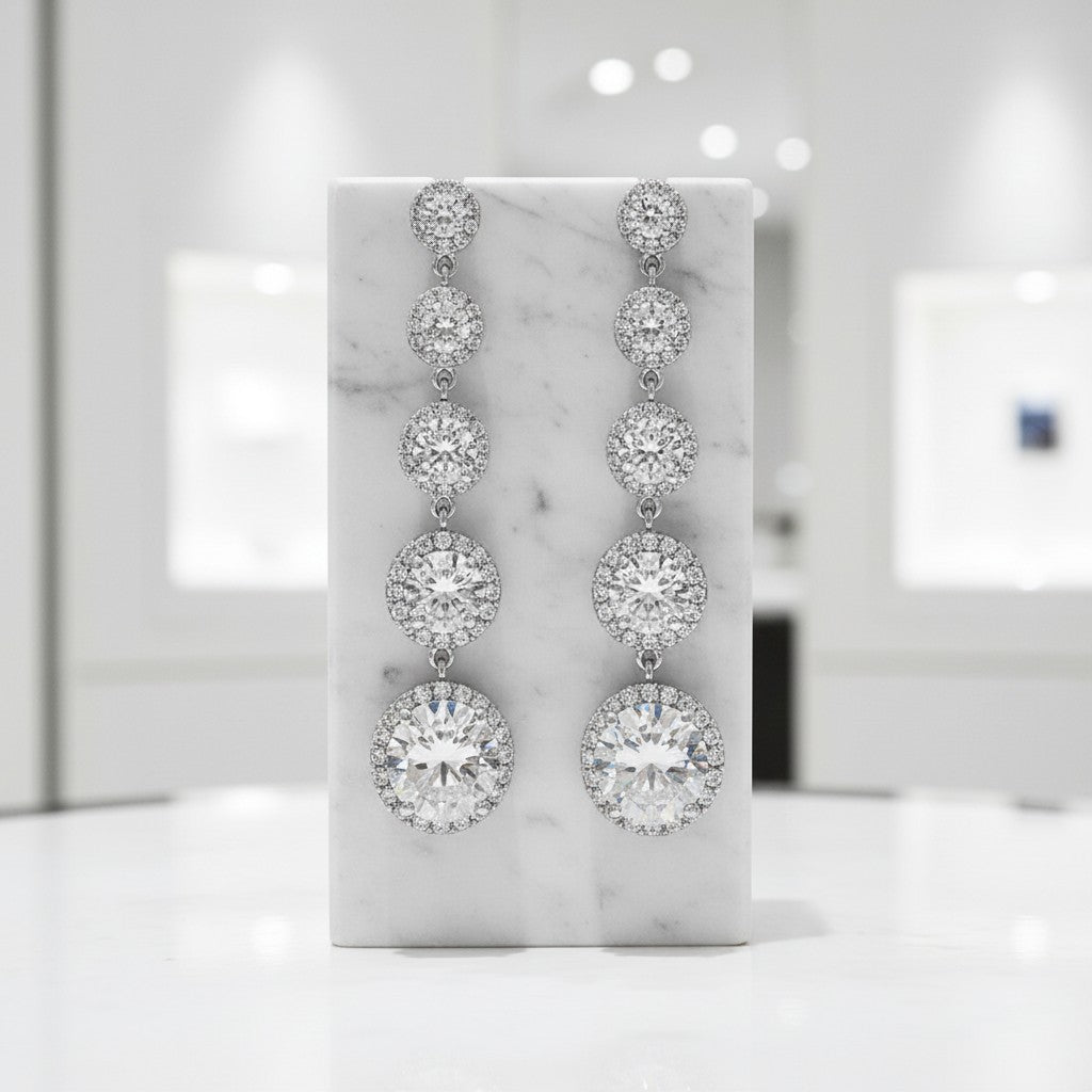 CUBIC ZIRCONIA COLLECTION - CRYSTAL DROP EARRINGS - CZER796 SILVER