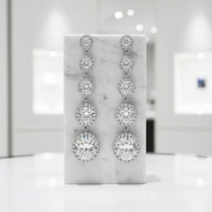 CUBIC ZIRCONIA COLLECTION - CRYSTAL DROP EARRINGS - CZER796 SILVER