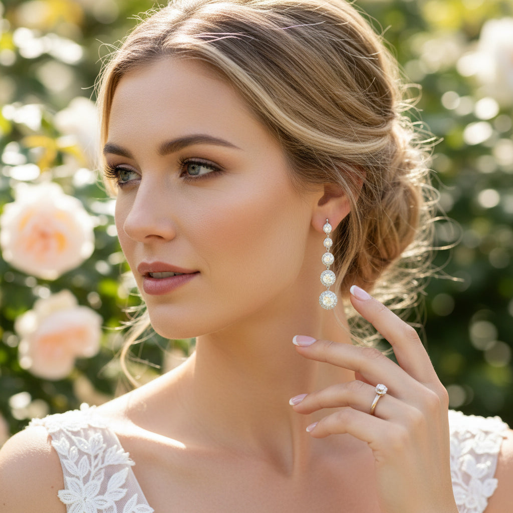 CUBIC ZIRCONIA COLLECTION - CRYSTAL DROP EARRINGS - CZER796 SILVER