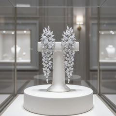 CUBIC ZIRCONIA COLLECTION - DAZZLE  CHANDELIER EARRINGS - CZER797 SILVER