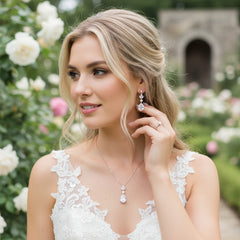 CUBIC ZIRCONIA COLLECTION - SIMPLY SPARKLE NECKLACE SET  - CZNK241 SILVER