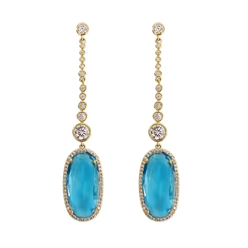 CUBIC ZIRCONIA COLLECTION - STARLET GLAM EARRINGS - CZER799 GOLD
