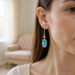 CUBIC ZIRCONIA COLLECTION - STARLET GLAM EARRINGS - CZER799 GOLD