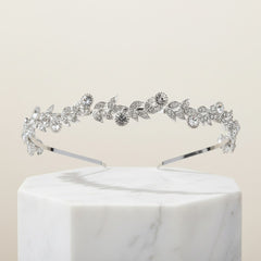 ATHENA COLLECTION - SHEER CRYSTAL HEADBAND - AHB137 SILVER