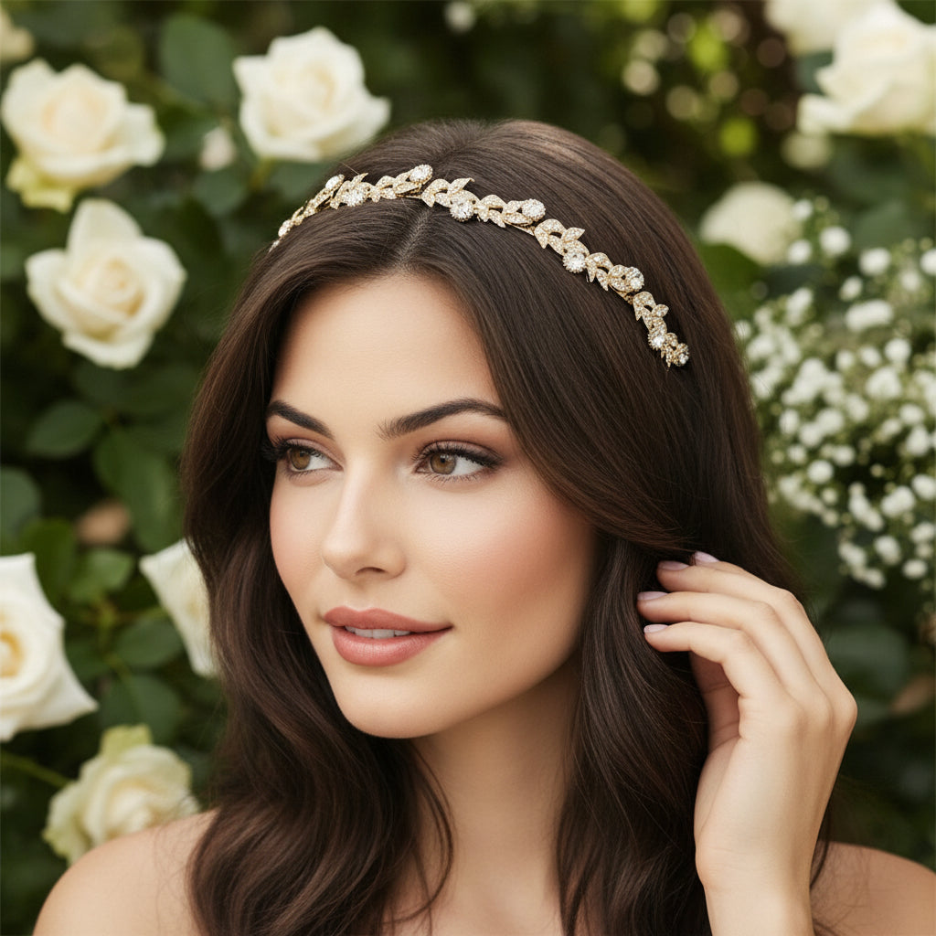ATHENA COLLECTION - SHEER CRYSTAL HEADBAND - AHB137 SILVER