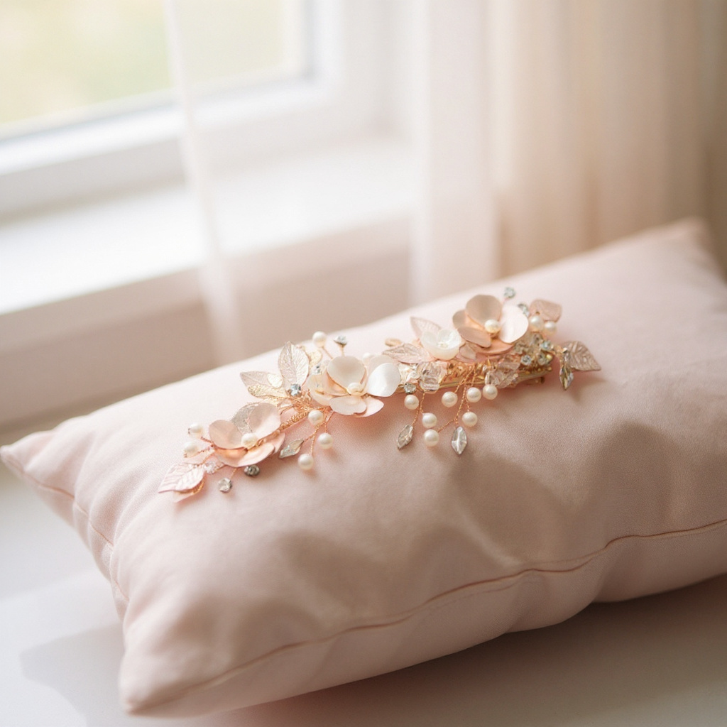 ATHENA COLLECTION - LUXE FLORAL HAIR CLIP - CLIP760  ROSE GOLD
