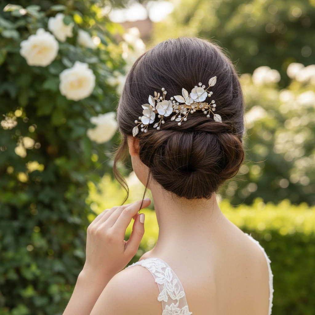 ATHENA COLLECTION - LUXE FLORAL HAIR CLIP - CLIP760 GOLD
