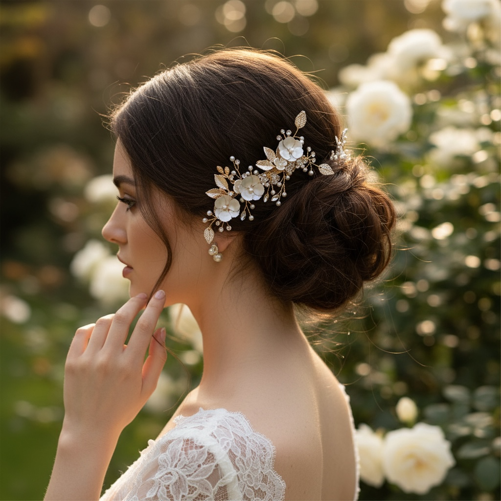 ATHENA COLLECTION - LUXE FLORAL HAIR CLIP - CLIP760 GOLD