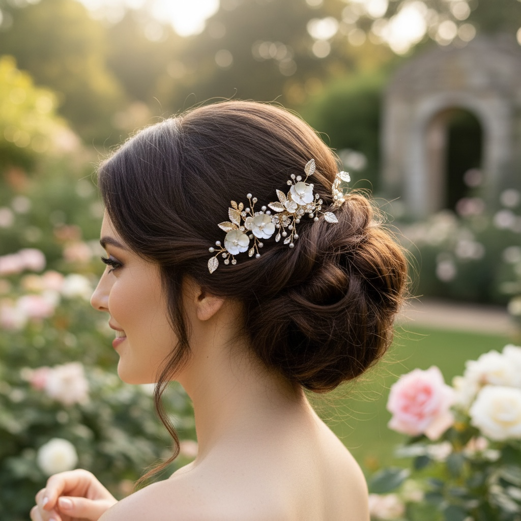ATHENA COLLECTION - LUXE FLORAL HAIR CLIP - CLIP760 GOLD