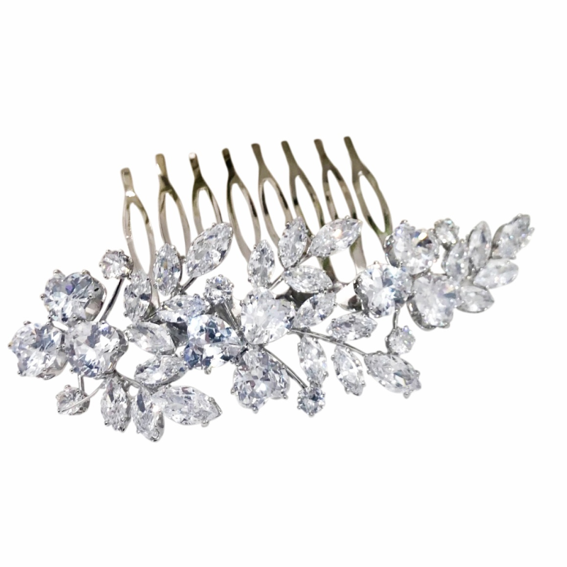 CUBIC ZIRCONIA COLLECTION - EXQUISITE CRYSTAL CLUSTER COMB - HC250