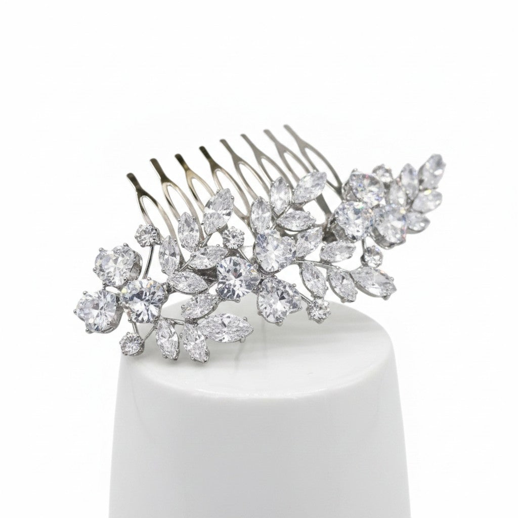 CUBIC ZIRCONIA COLLECTION - EXQUISITE CRYSTAL CLUSTER COMB - HC250