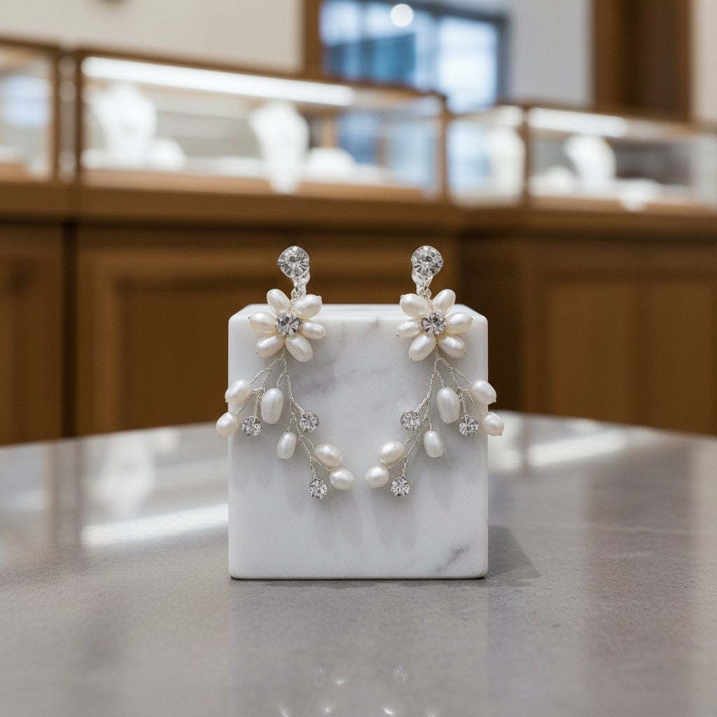 ATHENA COLLECTION - DAINTY FRESHWATER PEARL EARRINGS - CZER639