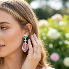 CUBIC ZIRCONIA COLLECTION - HOLLYWOOD PINK EARRINGS  - CZER643