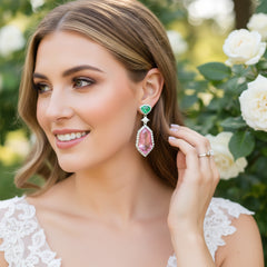 CUBIC ZIRCONIA COLLECTION - HOLLYWOOD PINK EARRINGS  - CZER643