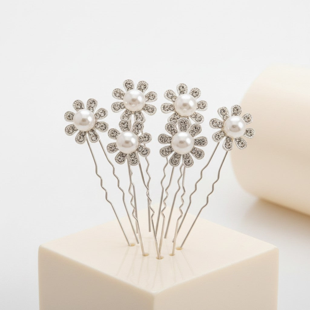ATHENA COLLECTION - CRYSTAL FLOWER HAIR PINS - PIN 58